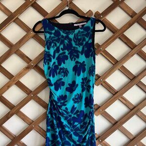 Luxe by Carmen Marc Valvo Blue Floral Dress